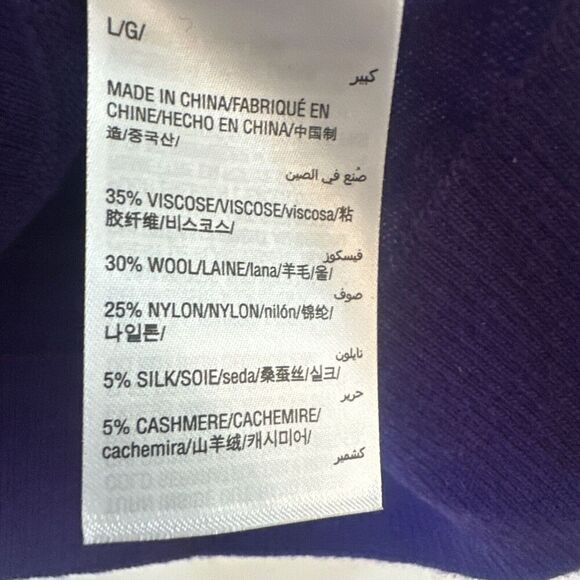 INC Concepts Jewel Cut Out Sweater L Purple Cashmere Silk Holiday Cold Shoulder - Picture 6 of 11